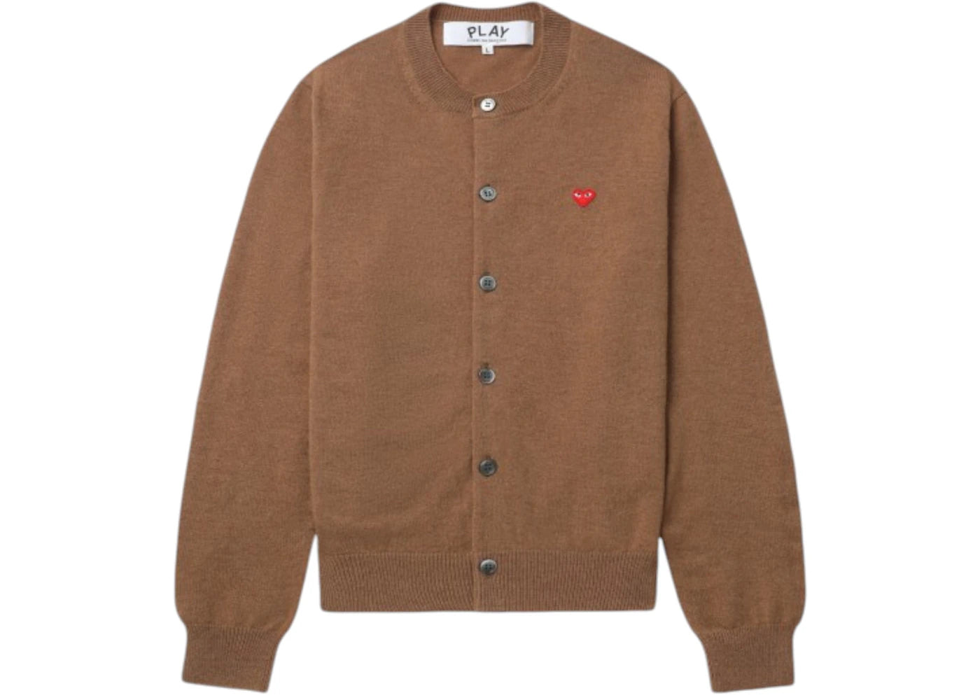 Comme des Garcons PLAY Small Heart Emblem Cardigan Sweater Brown