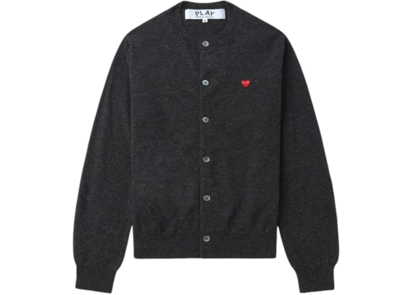 Comme des Garcons PLAY Small Heart Emblem Cardigan Sweater Grey