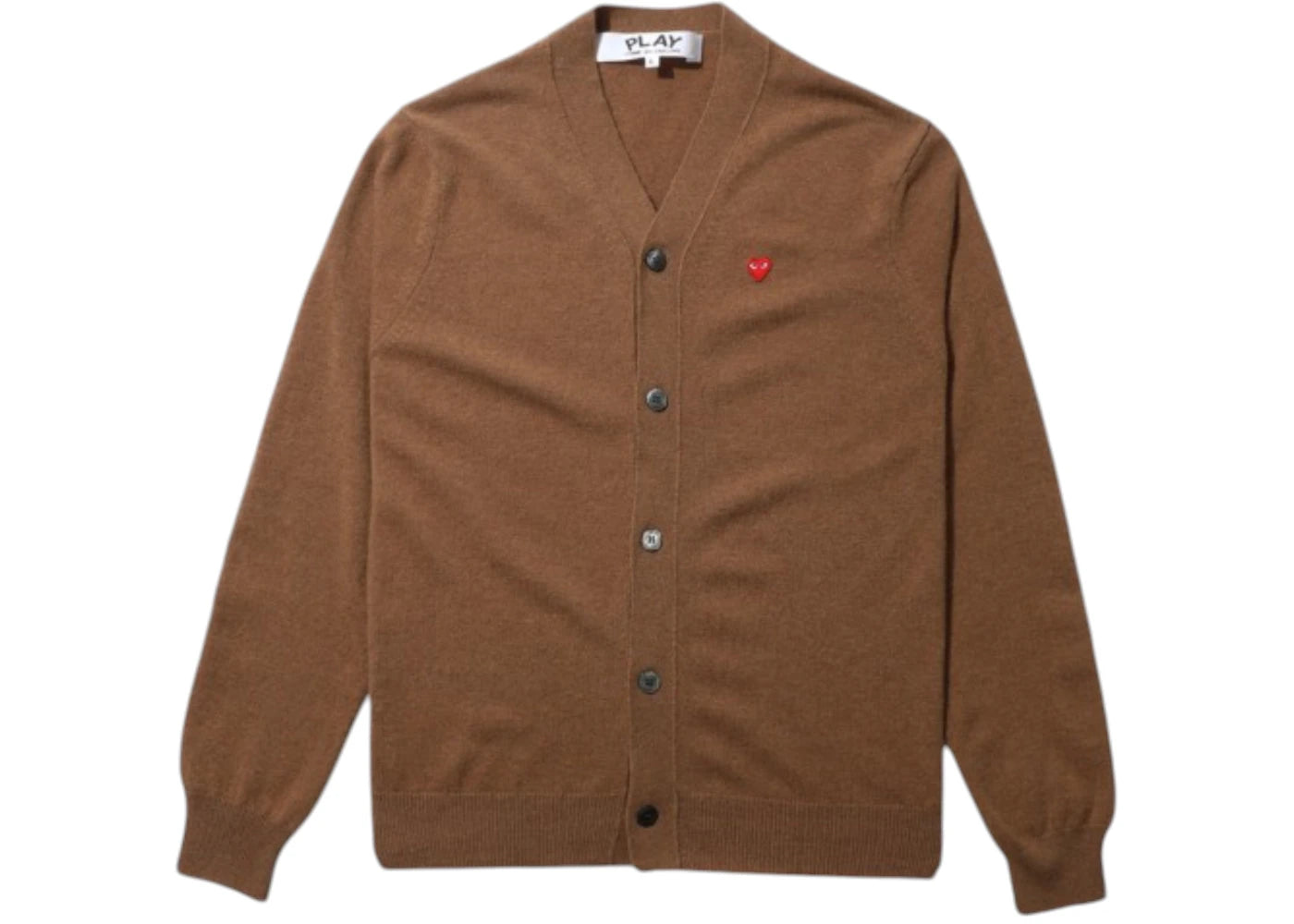 Comme des Garcons PLAY Small Heart Patch Cardigan Sweater Brown