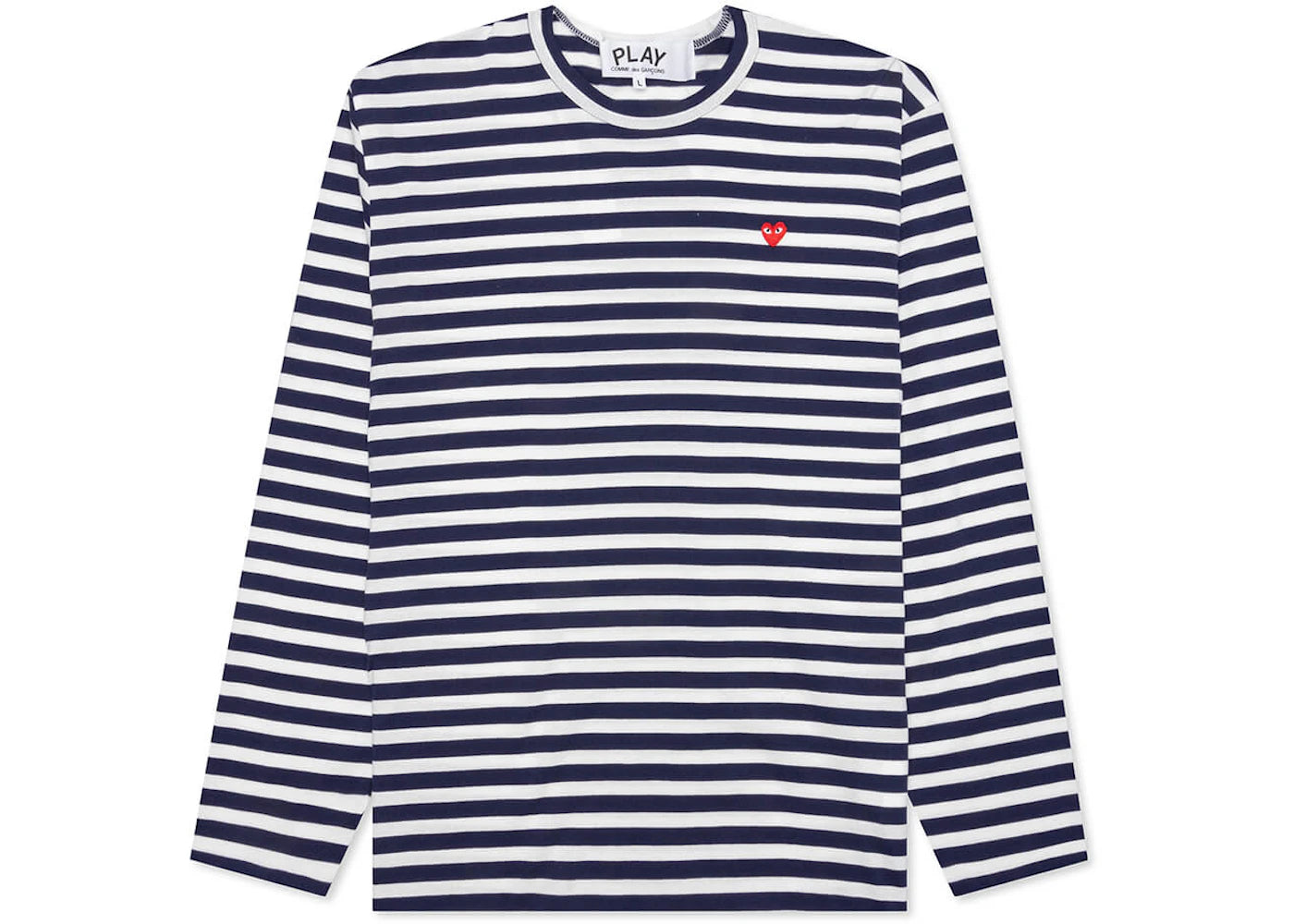 Comme des Garcons PLAY Play Small Red Heart Striped L/S T-shirt Navy/White