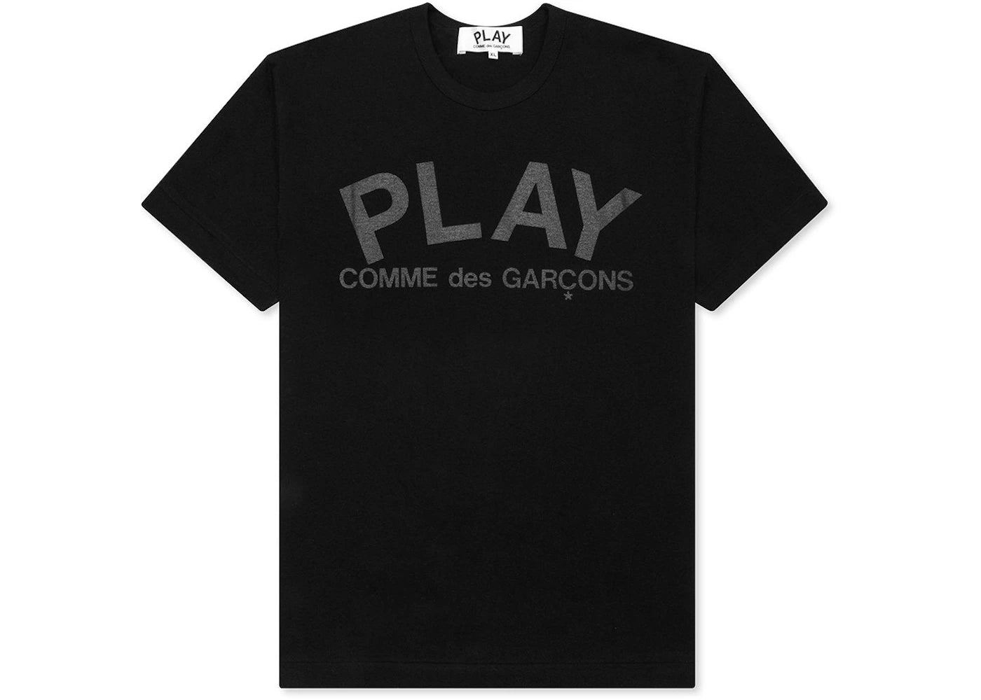 Comme des Garcons Play Women's Black Text T-shirt Black