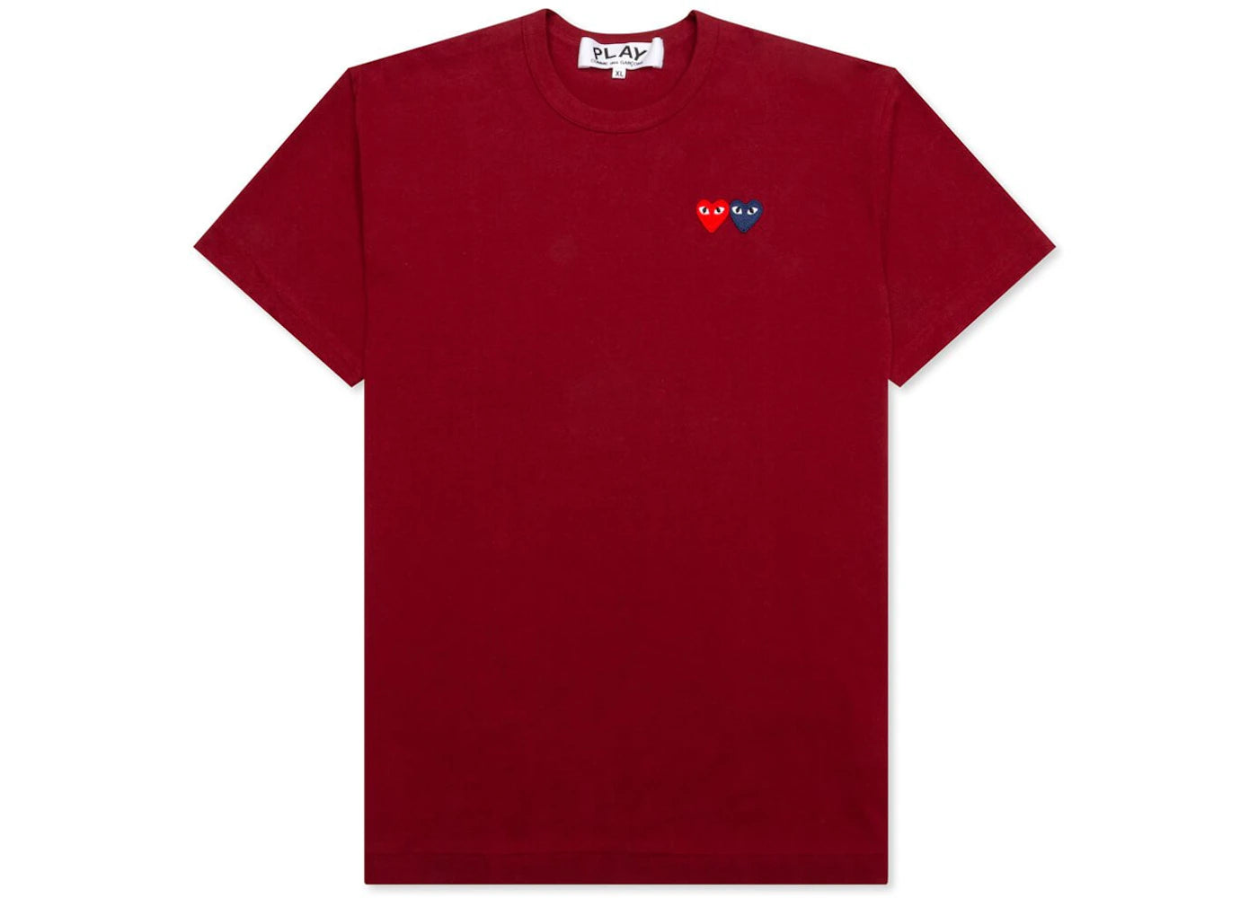 Comme des Garcons Play Women's Double Hearts T-shirt Maroon