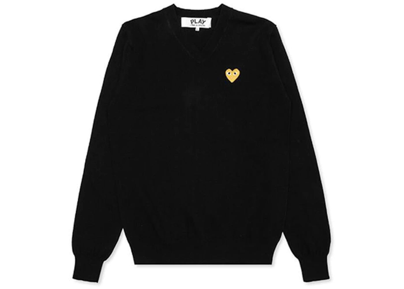 Comme des Garcons Play Women's Gold Heart V Neck Sweater Black