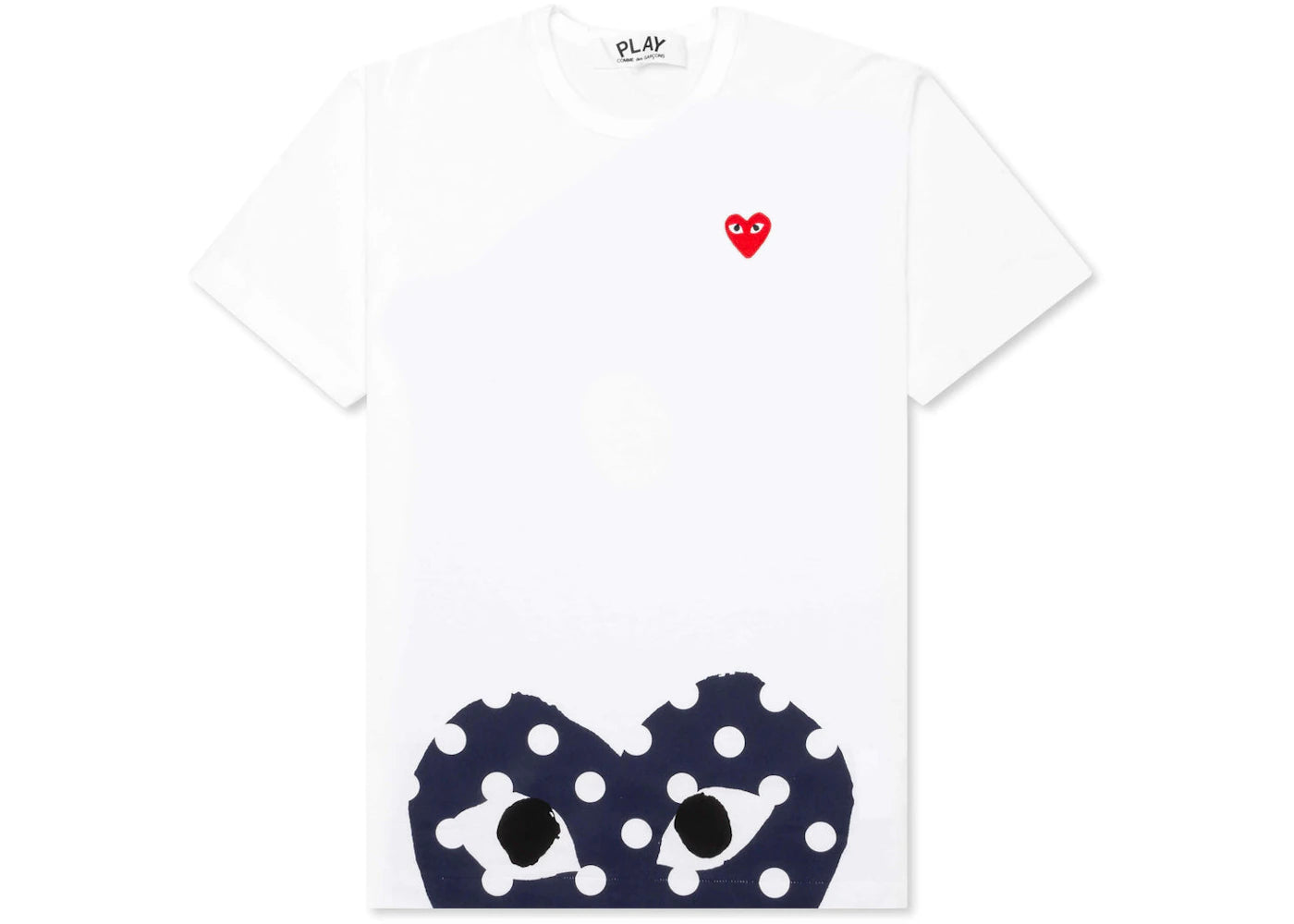 Comme des Garcons Play Women's Polka Dot Navy Half Heart T-shirt White