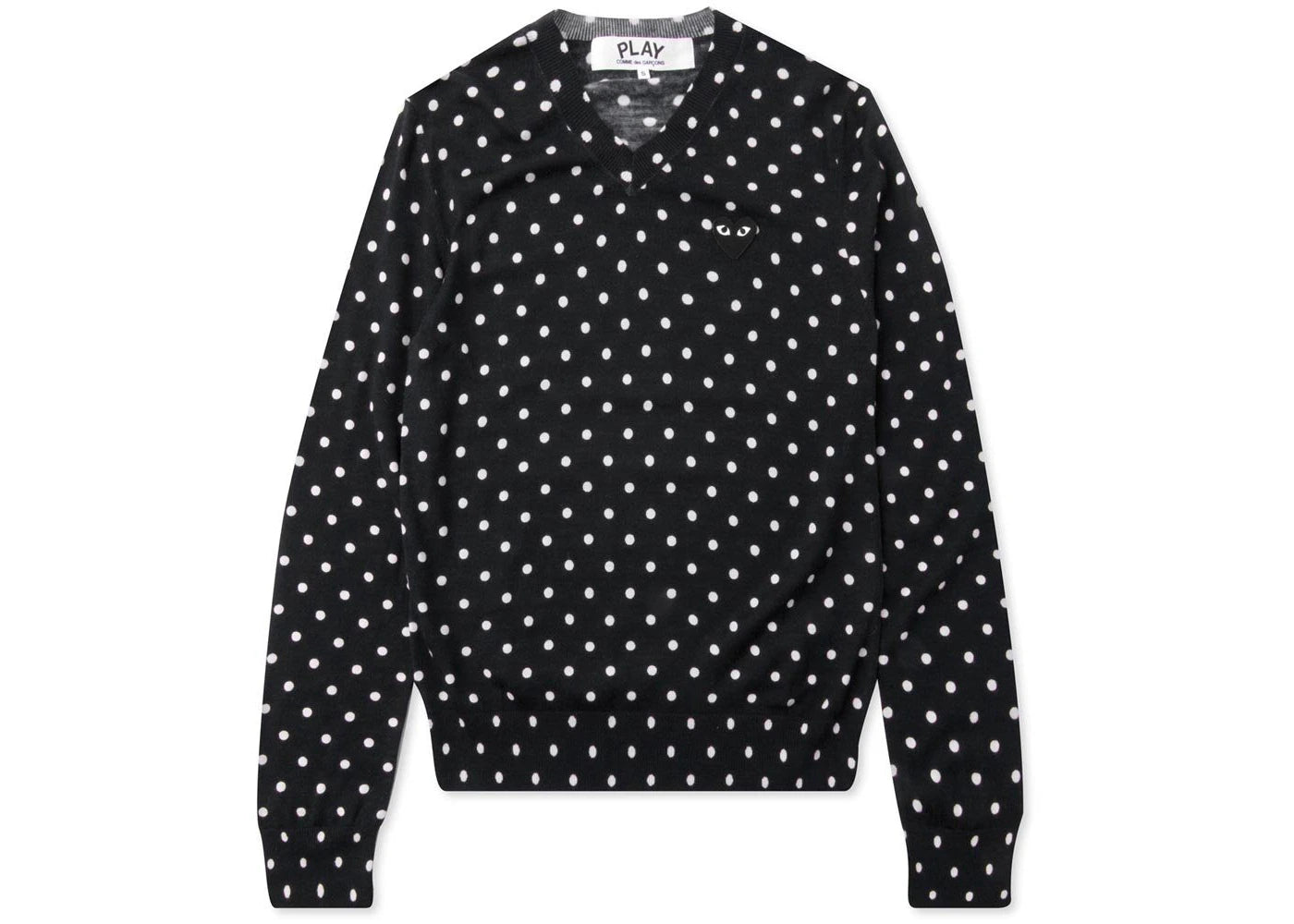 Comme des Garcons Play Women's Polka Dot V Neck Sweater Black