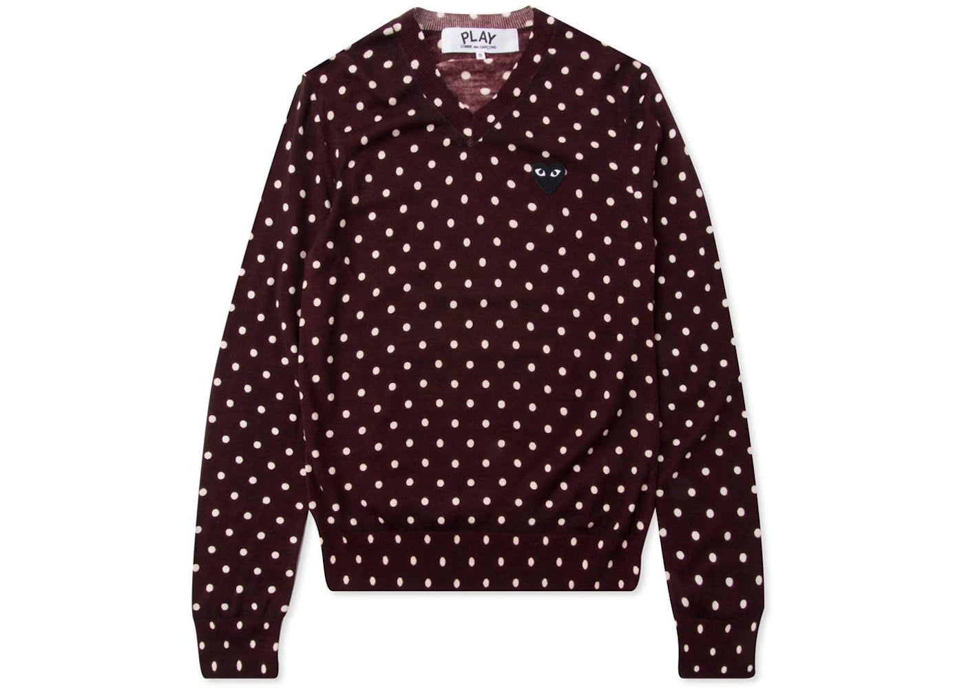 Comme des Garcons Play Women's Polka Dot V Neck Sweater Burgundy