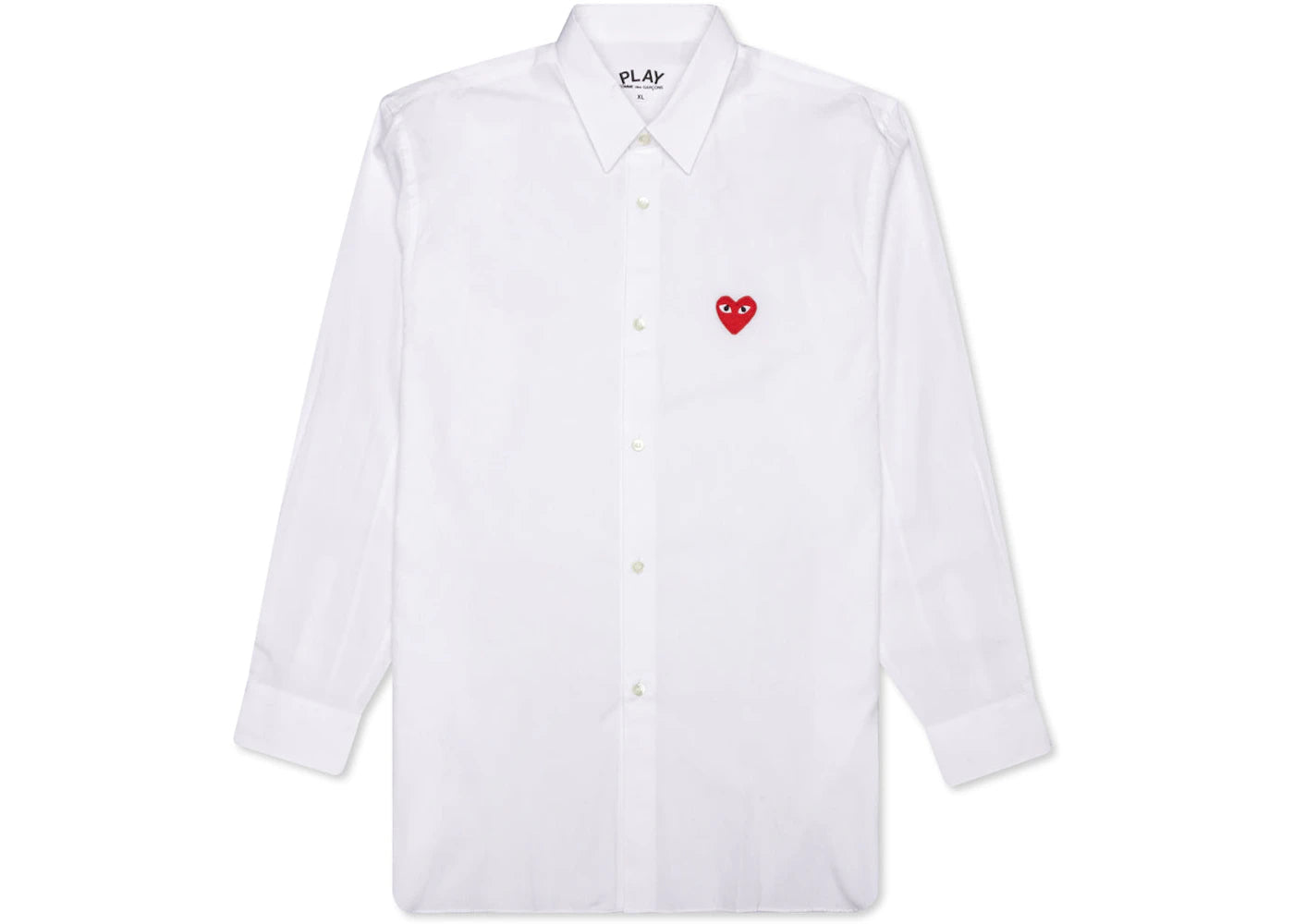 Comme des Garcons Play Women's Red Emblem Button Up Shirt White