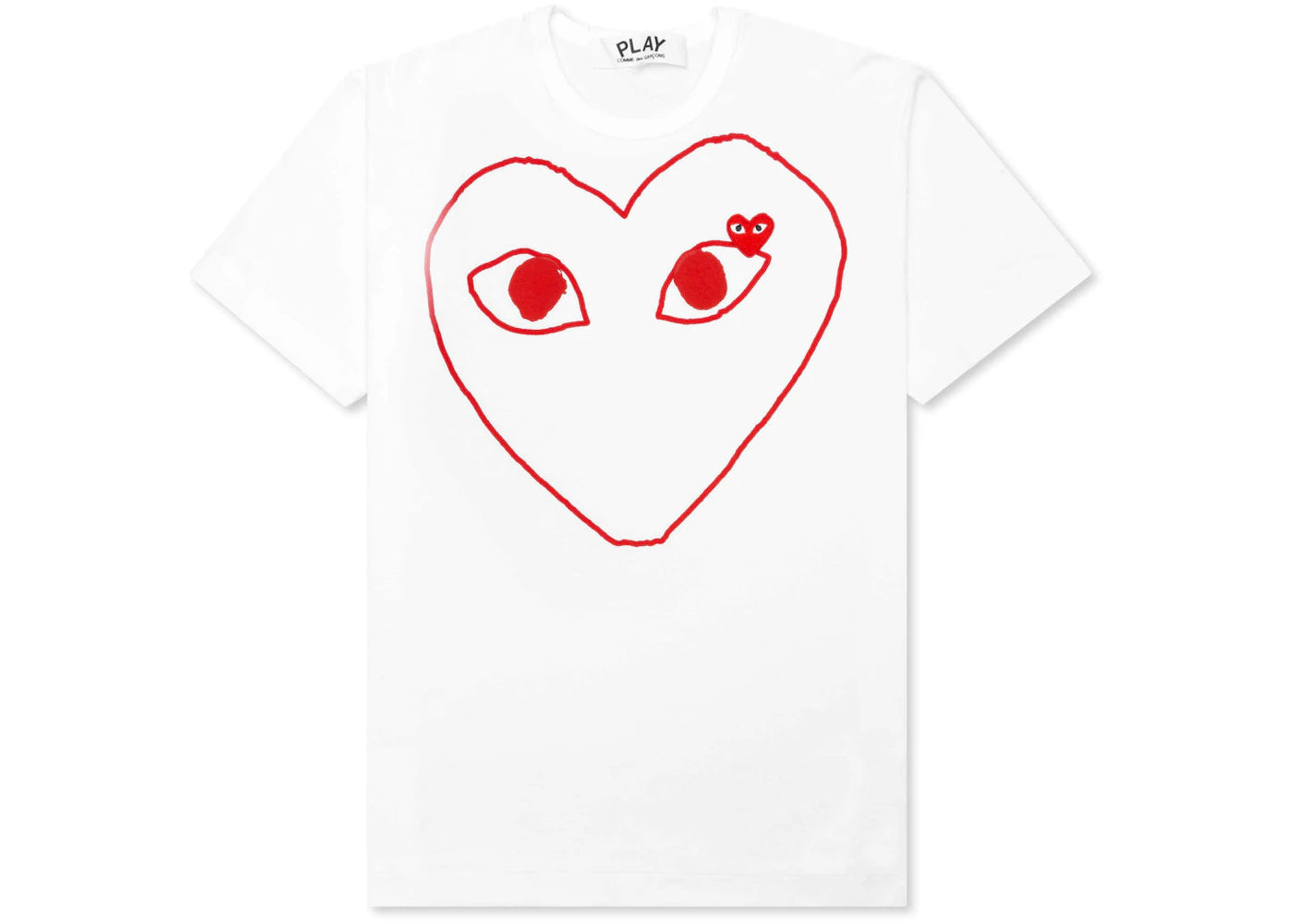 Comme des Garcons Play Women's Red Emblem Outline T-shirt White
