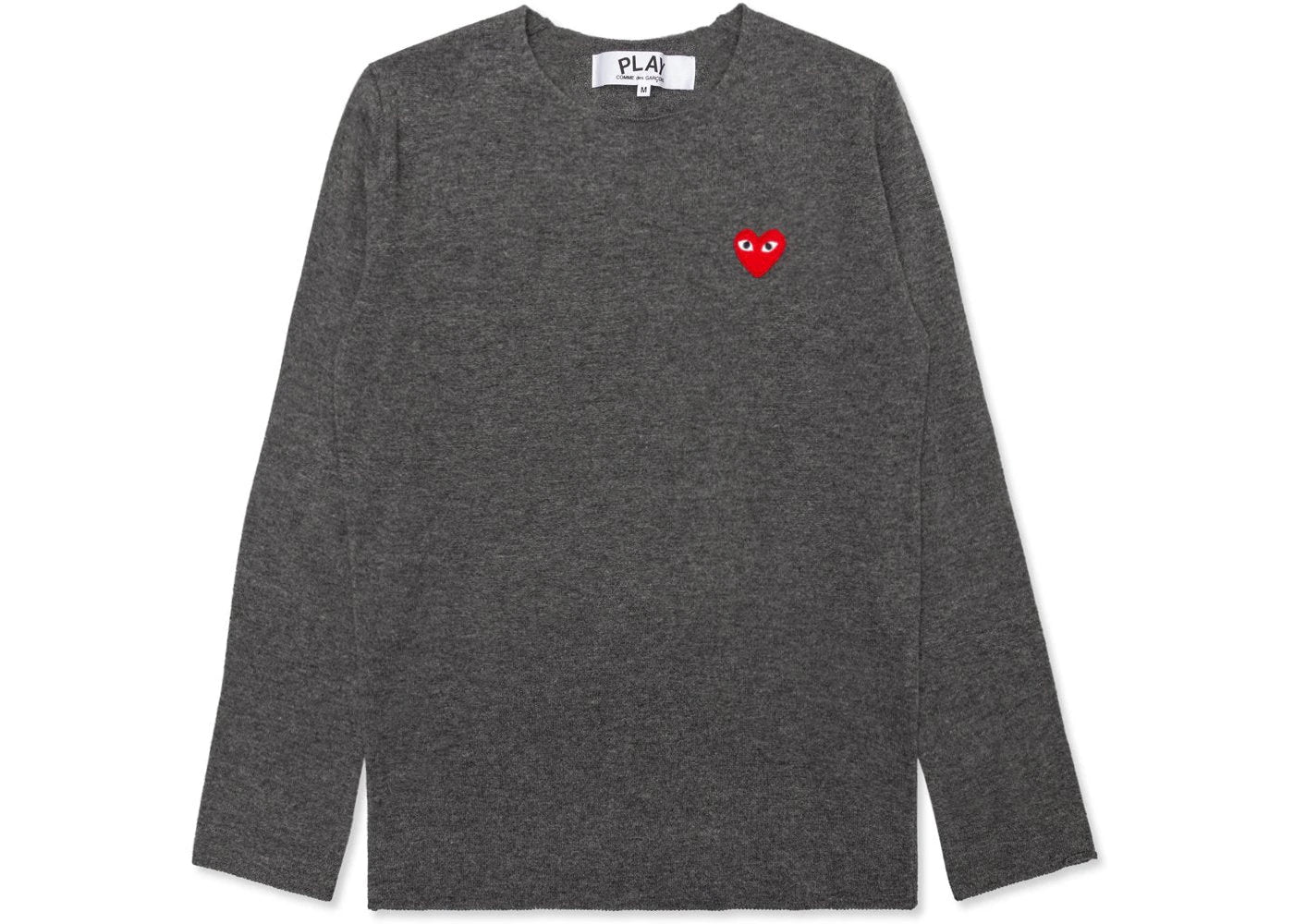 Comme des Garcons Play Women's Red Heart Crewneck Sweater Grey