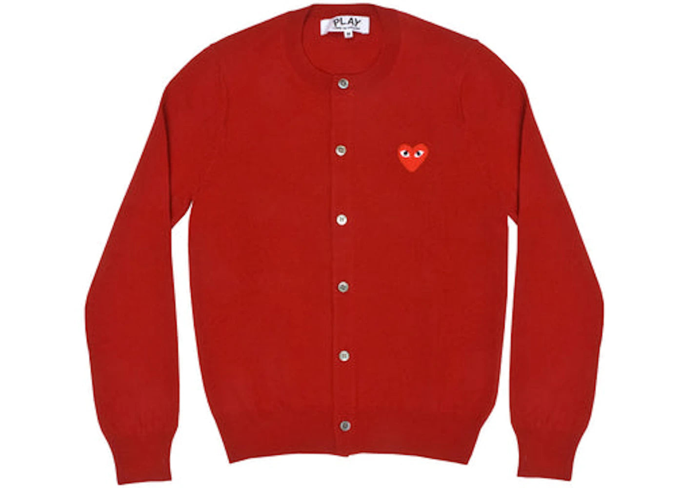 Comme des Garcons Play Women's Red Heart Knit Cardigan Sweater Red