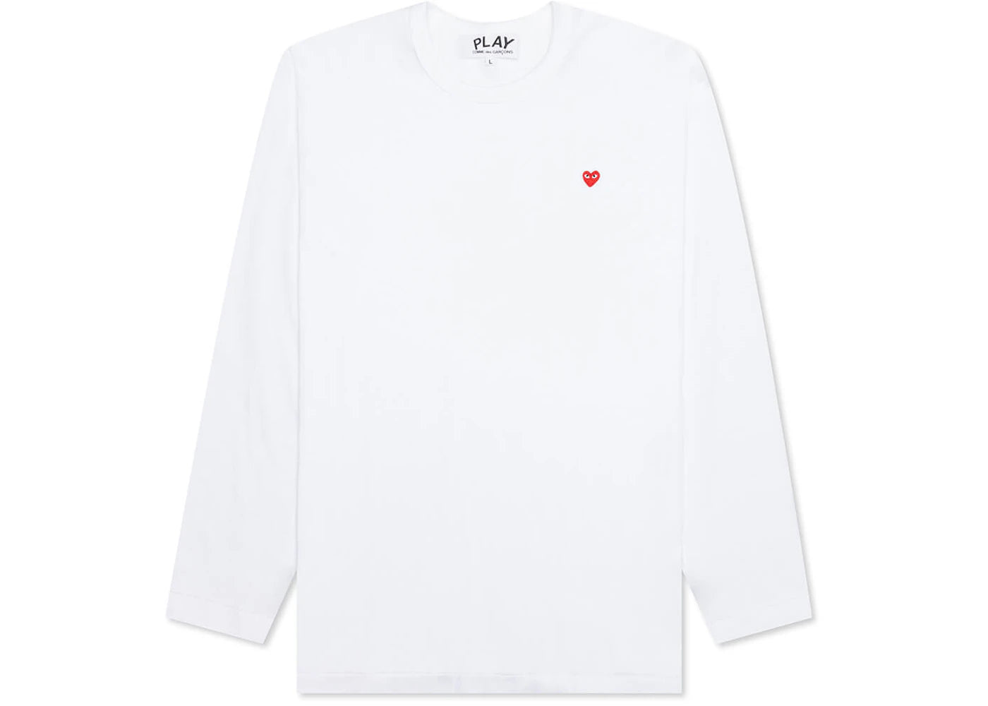 Comme des Garcons Play Women's Small Red Heart L/S T-shirt White
