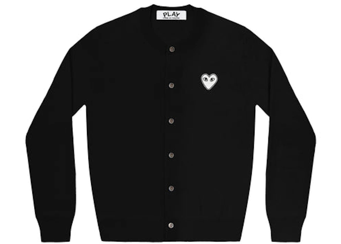 Comme des Garcons Play Women's White Heart Knit Cardigan Sweater Black