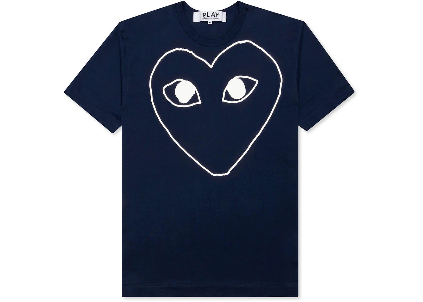 Comme des Garcons Play Women's White Outline Heart T-shirt Navy