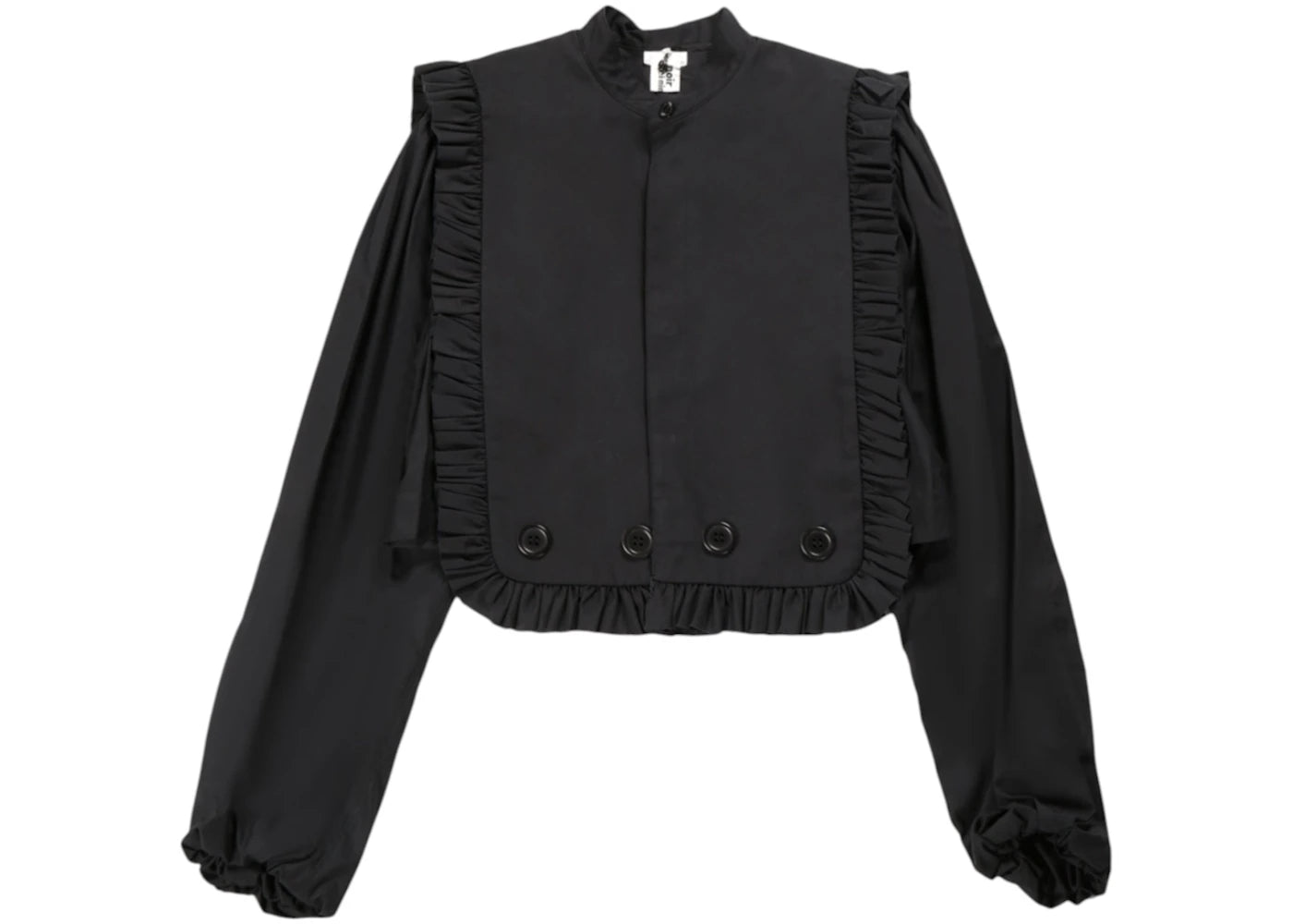 Comme des Garcons Ruffle Trimmed Stand Collar Long Sleeve Blouse Hunter Navy