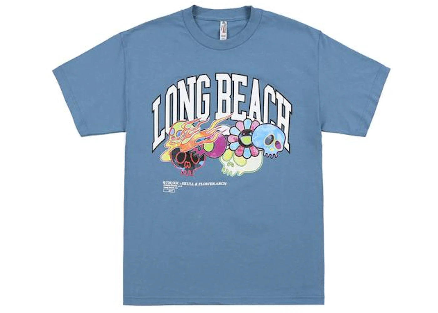 Takashi Murakami Flaming Skull & Flower Wordmark Tee Arbor Blue