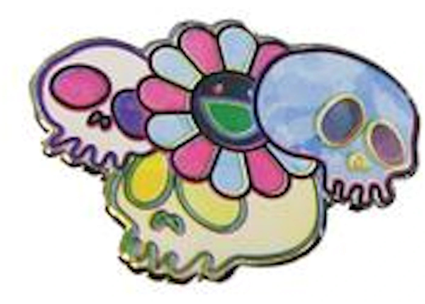 Takashi Murakami Skull & Flower Pin Silver