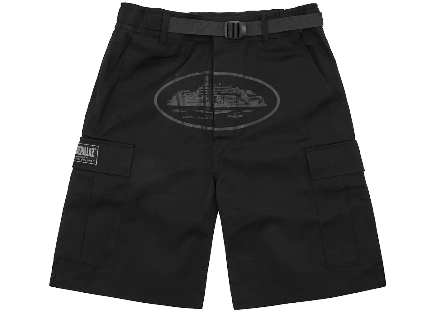 Corteiz Alcatraz Cargo Shorts Triple Black