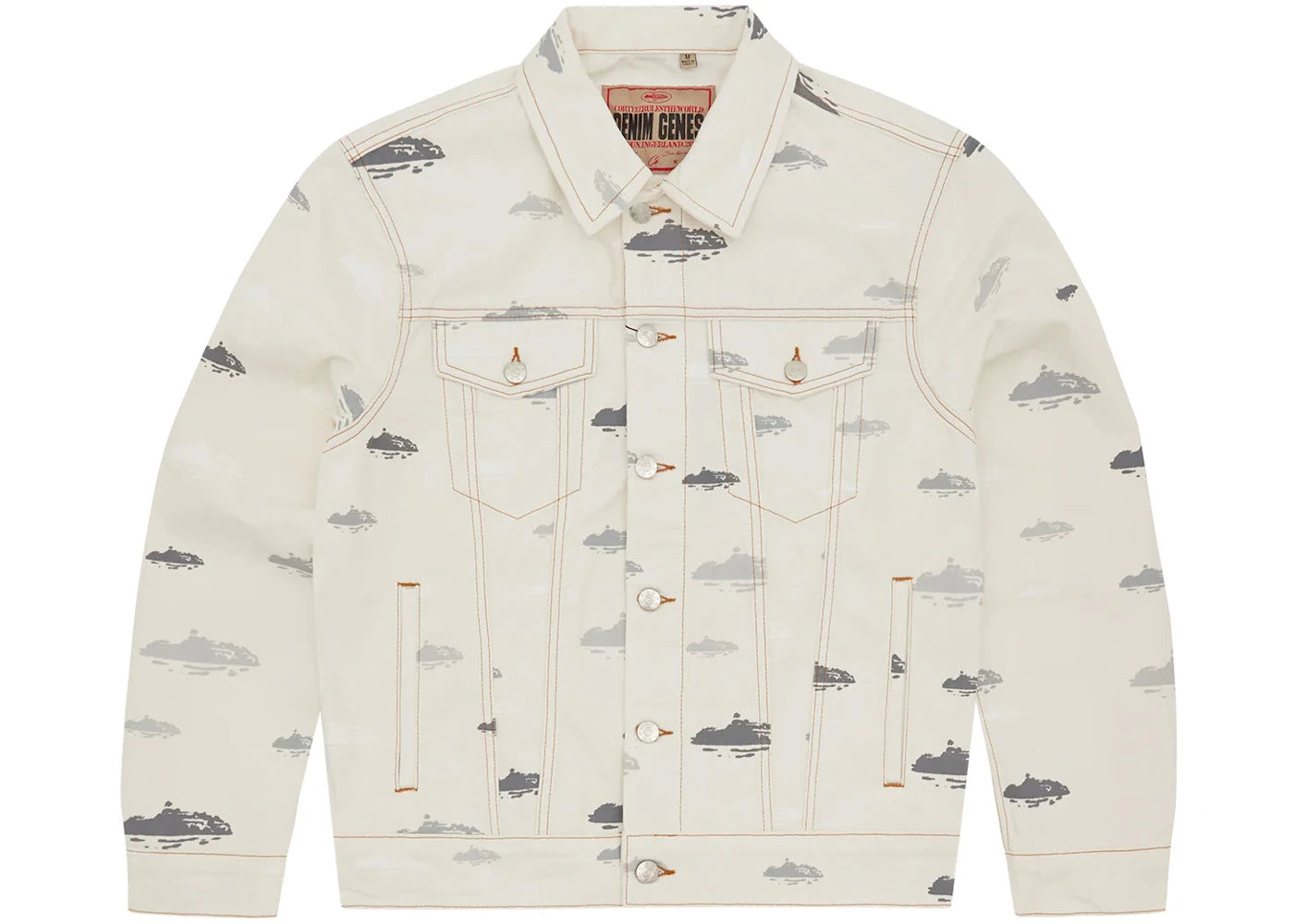 Corteiz Alcatraz Pattern Denim Jacket White