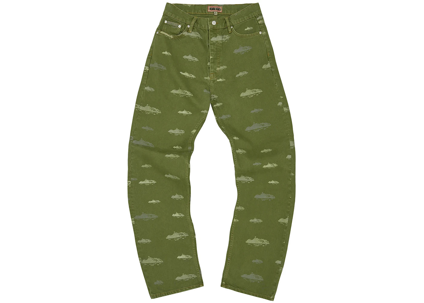 Corteiz Alcatraz Pattern Denim Jeans Khaki