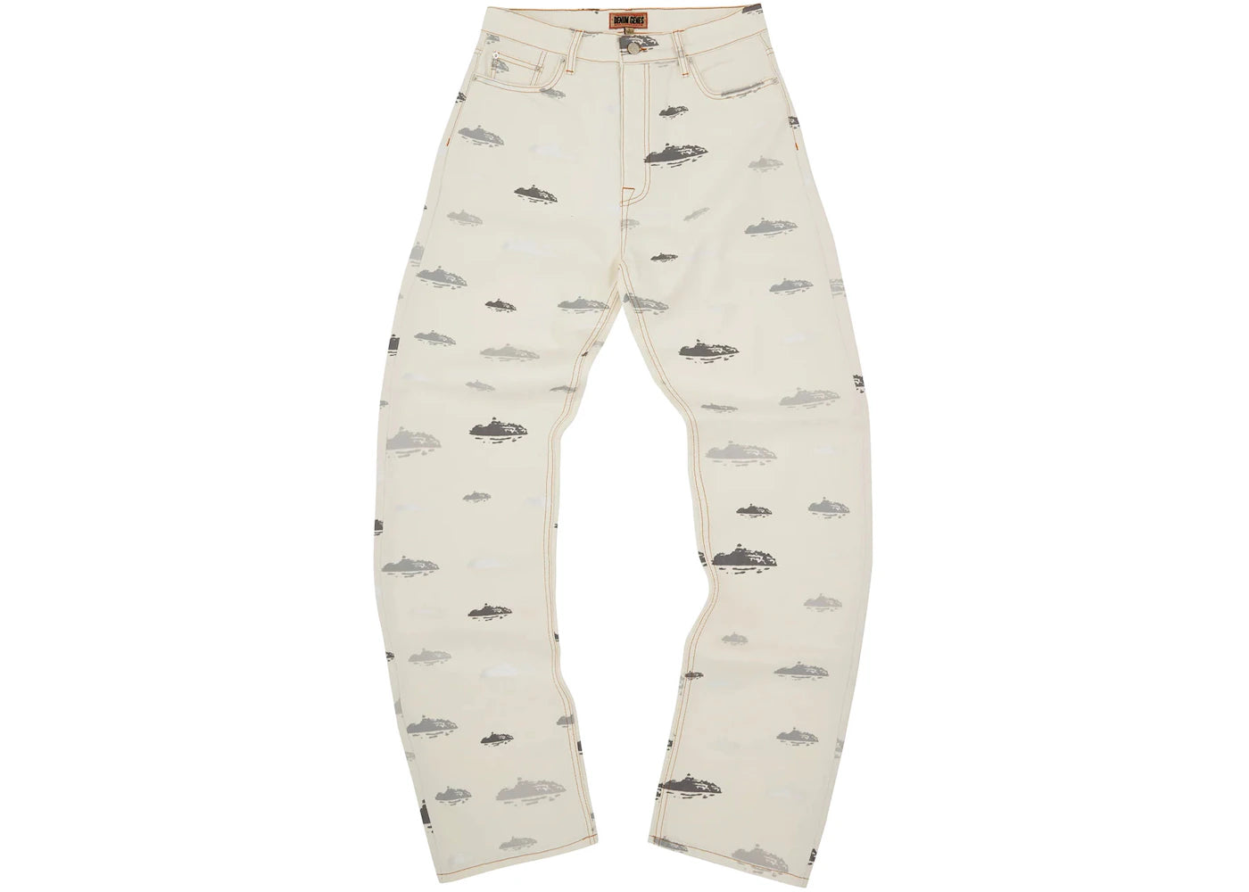 Corteiz Alcatraz Pattern Denim Jeans White