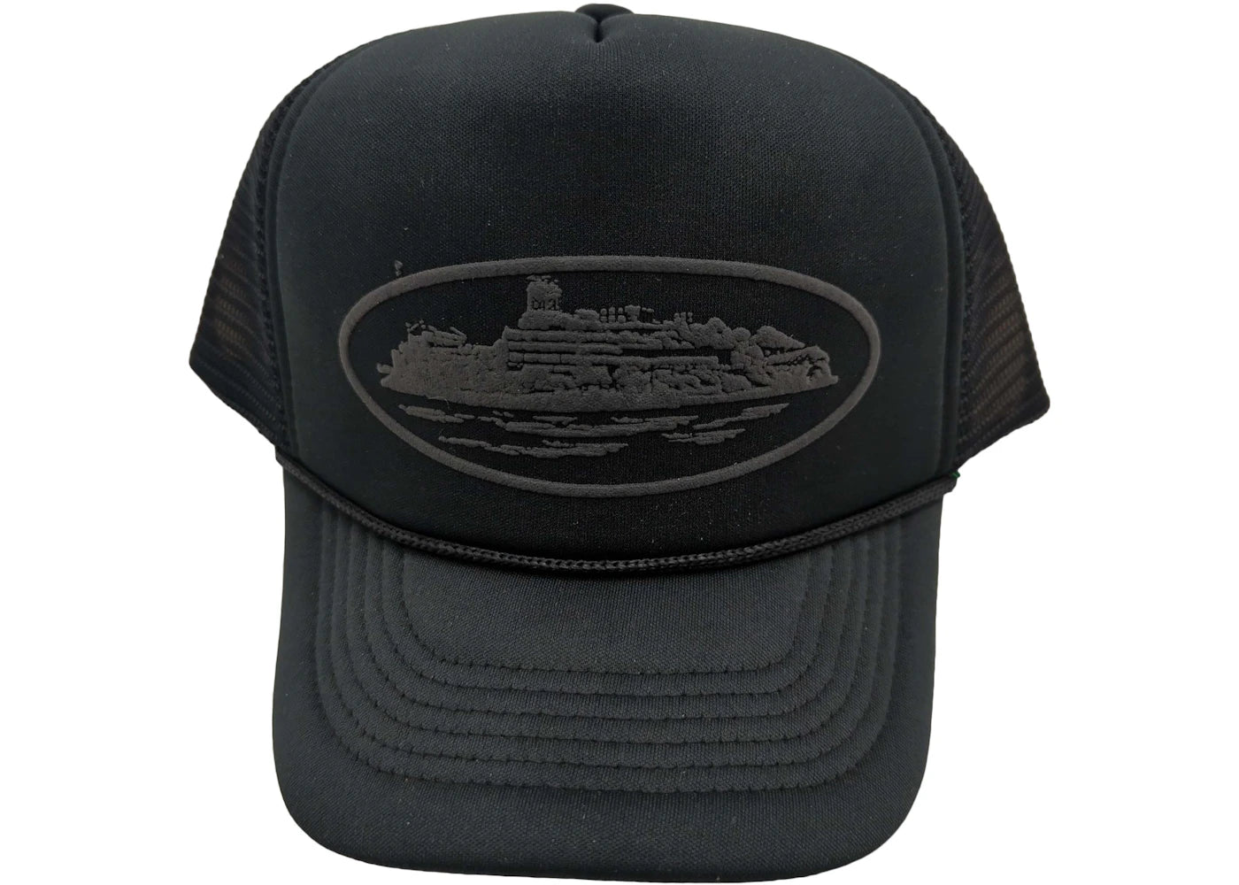 Corteiz Alcatraz Premium Puff Print Trucker Hat Black/Black