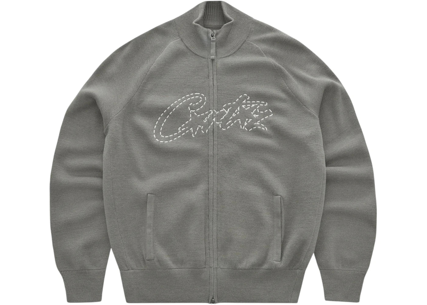 Corteiz Allstarz Knit Zip Up Jacket Gully Grey