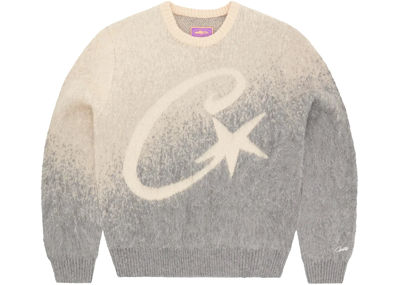 Corteiz C Star Gradient Mohair Knit Sweater Grey