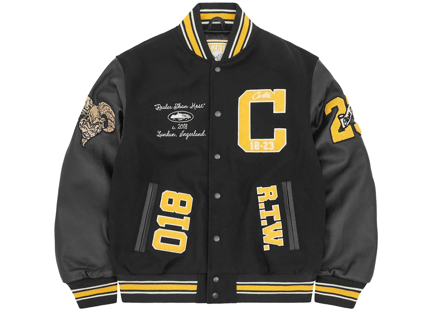 Corteiz CRTZ Goat Varsity Jacket Black