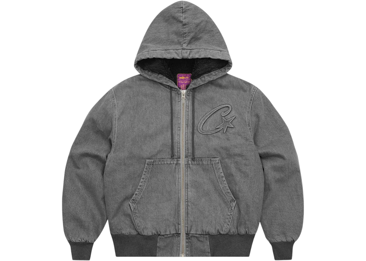 Corteiz Embossed C-Star Denim Work Jacket Grey
