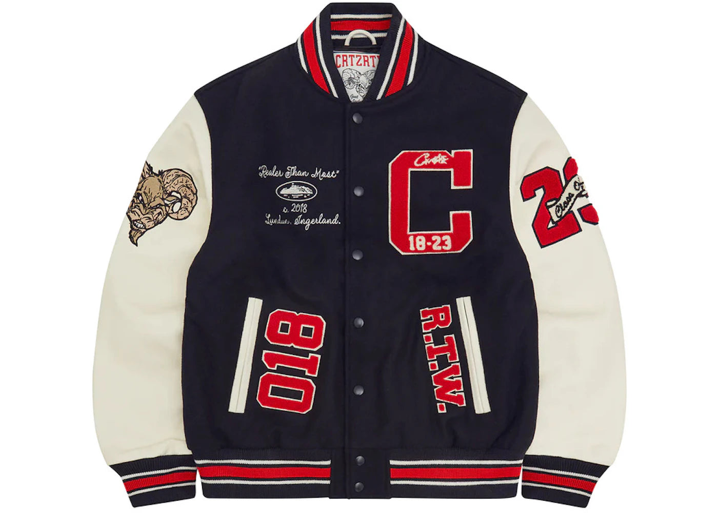 Corteiz Goat Varsity Jacket Navy