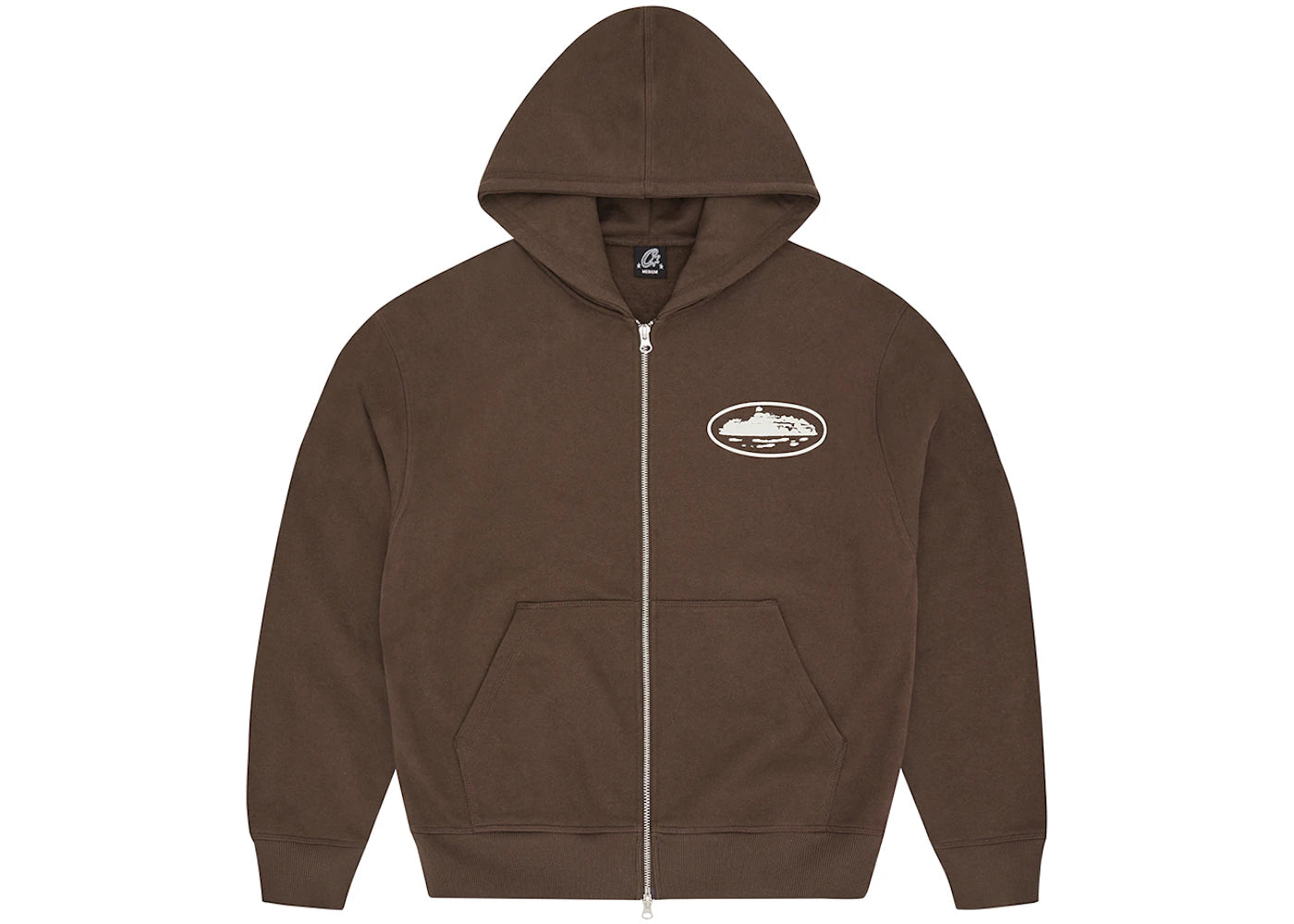 Corteiz Island Puff Print Zip Hoodie Brown