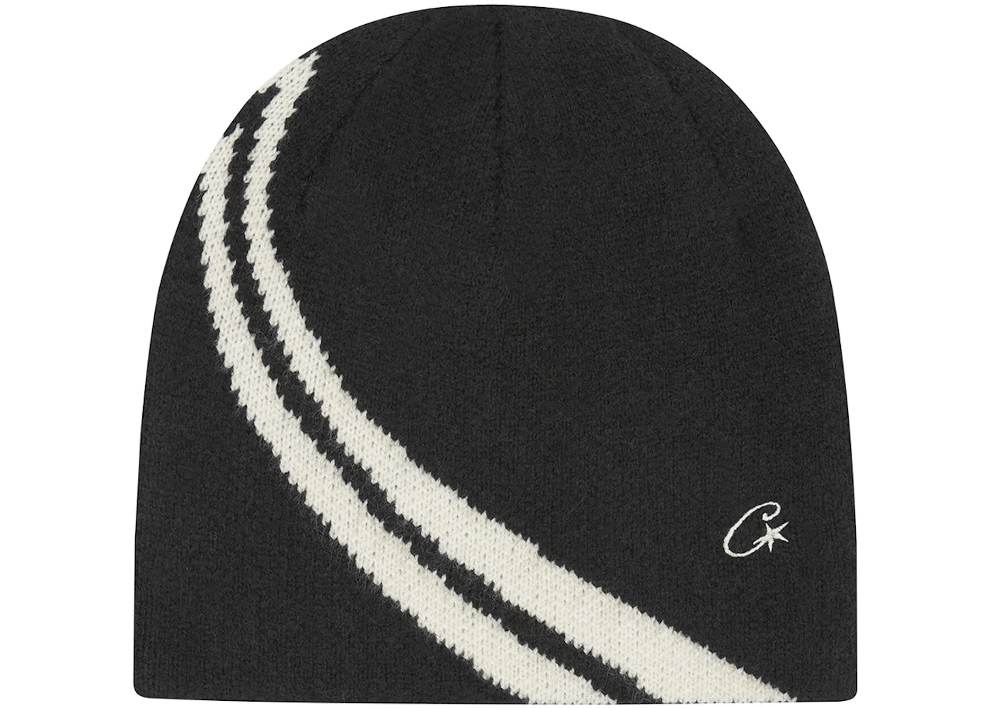 Corteiz Knit Stripe V2 Beanie Black/Cream