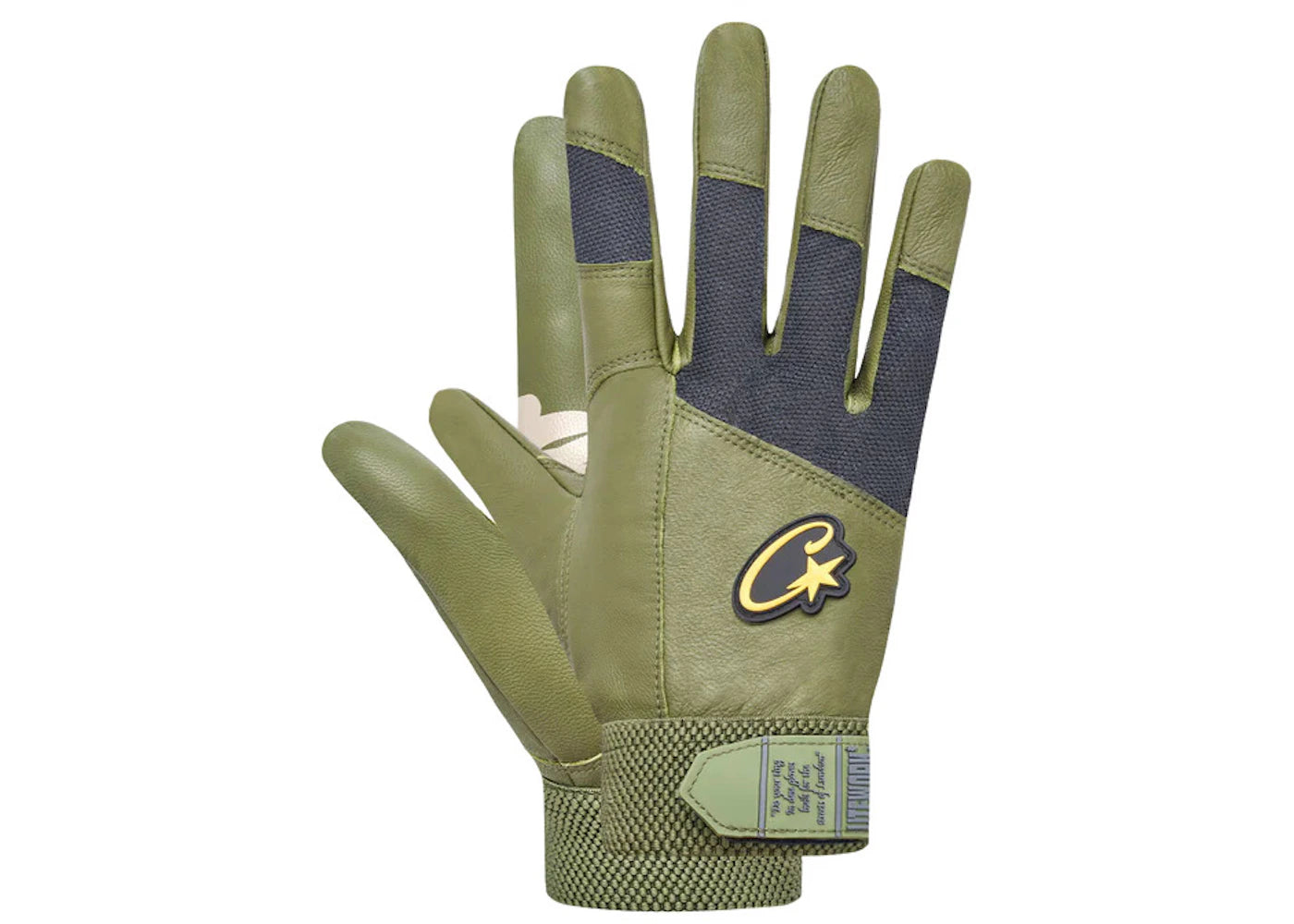 Corteiz Leather Gloves Gutta Green