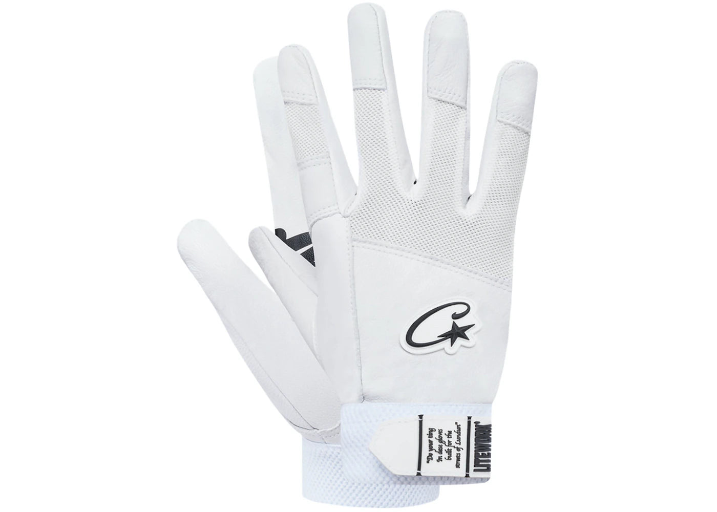 Corteiz Leather Gloves White