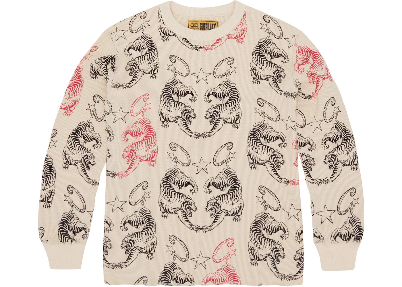 Corteiz Mens Tiger Waffle Longsleeve Cream