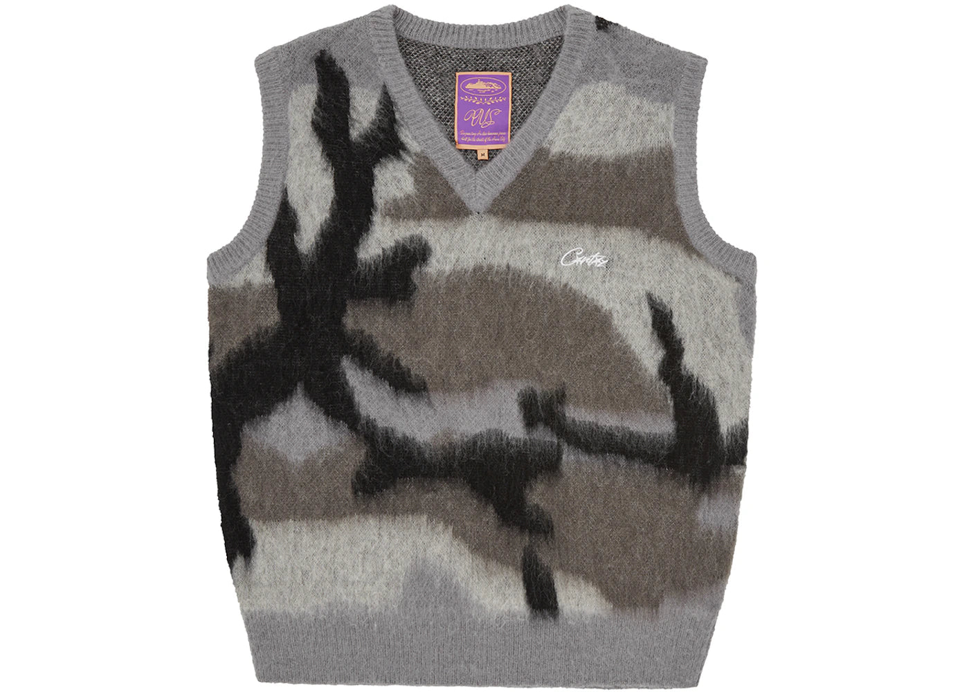 Corteiz Mohair Knit Vest Grey Camo