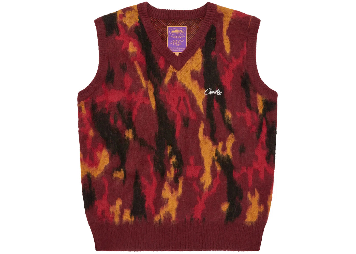 Corteiz Mohair Knit Vest Red Camo