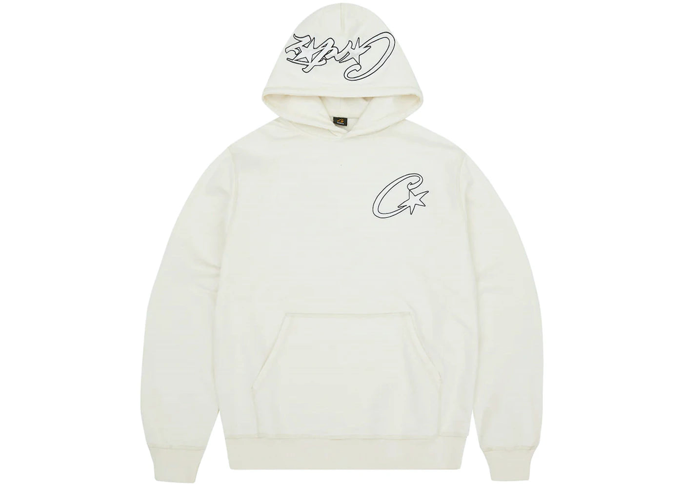 Corteiz Satin C Star Appliqué Hoodie Off White