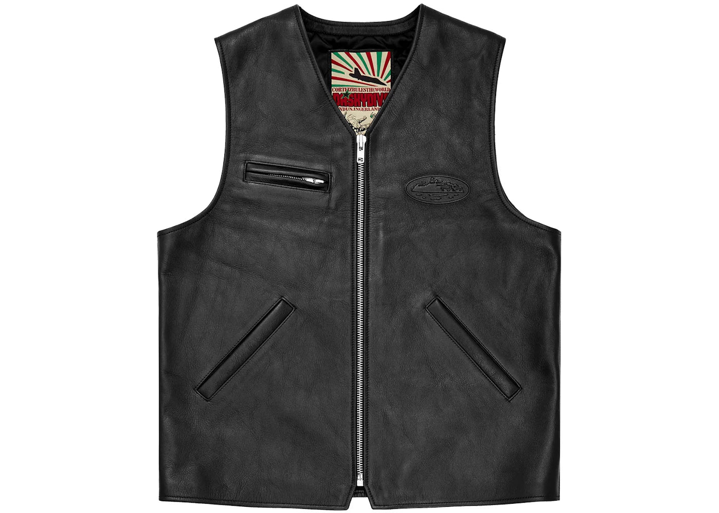 Corteiz Skydive Leather Vest Black