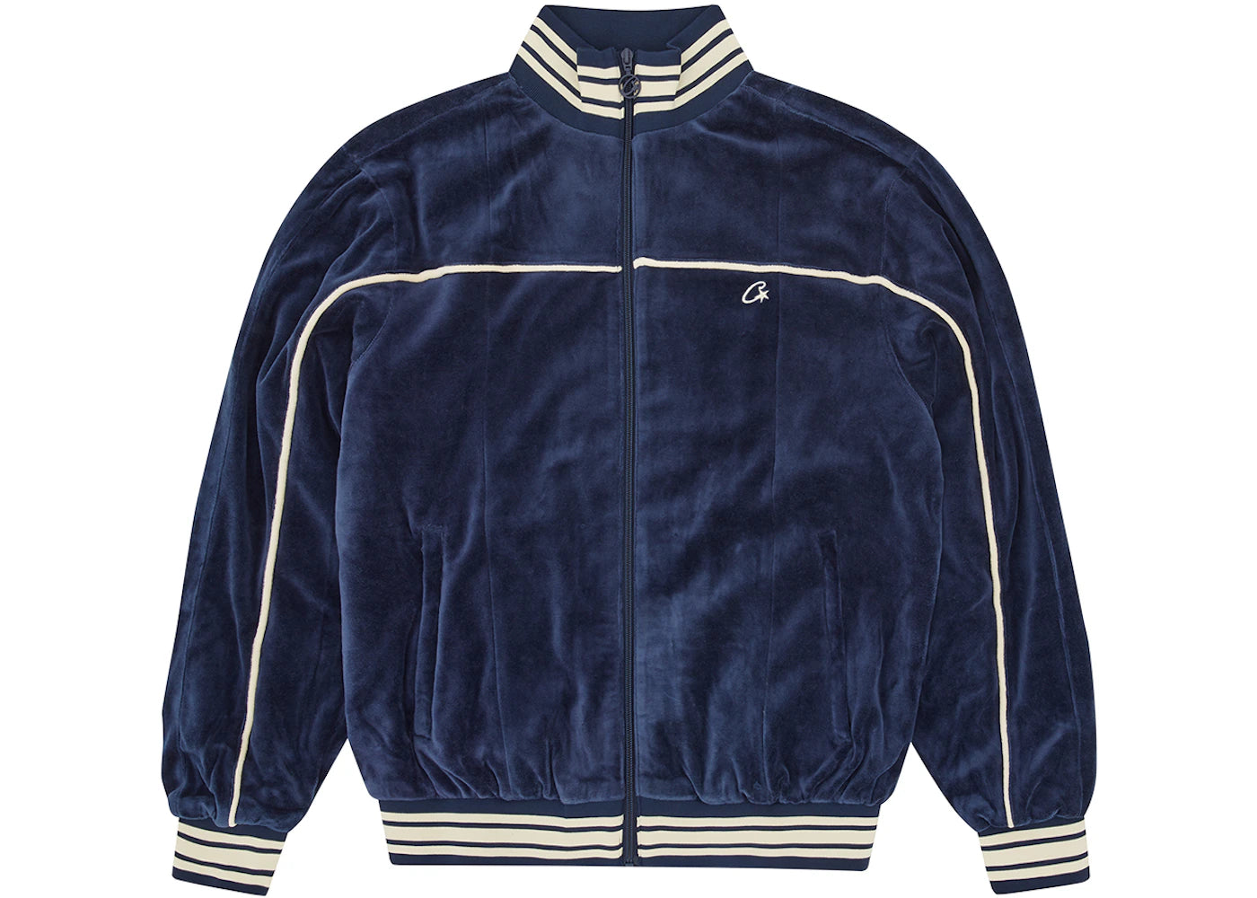 Corteiz VVS Uptown Velour Track Jacket Navy