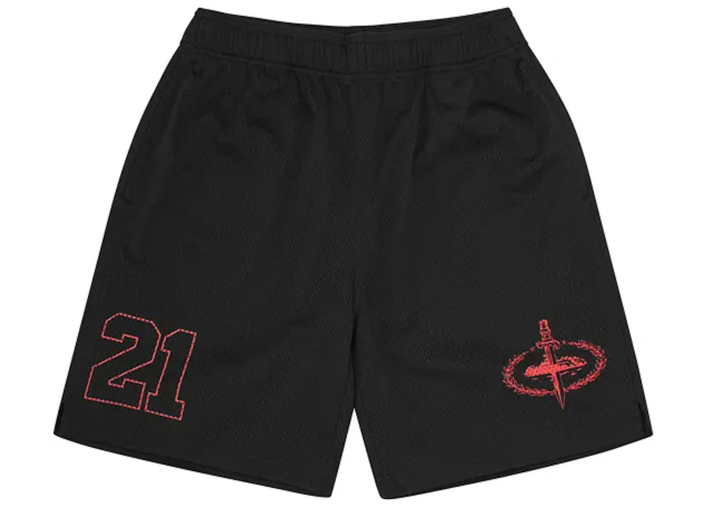 Corteiz x Slaughter Gang 21 Savage Mesh Shorts Black