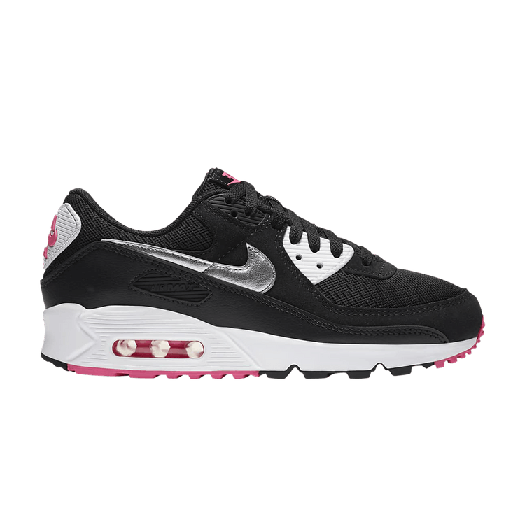 Nike Air Max 90 Black Metallic Silver Pink Blast (Women's)