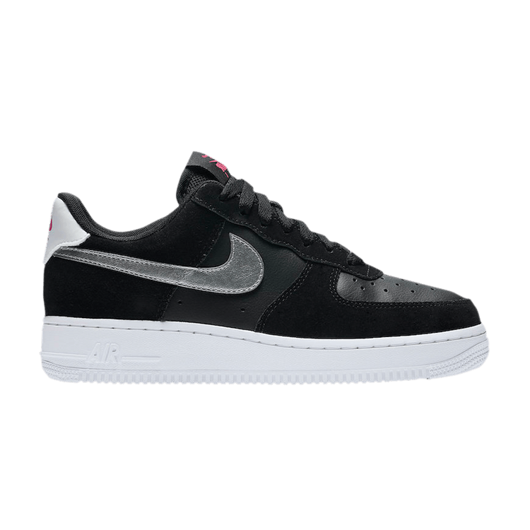 Nike Air Force 1 Low Black Pink Blast Metallic Silver (Women's)