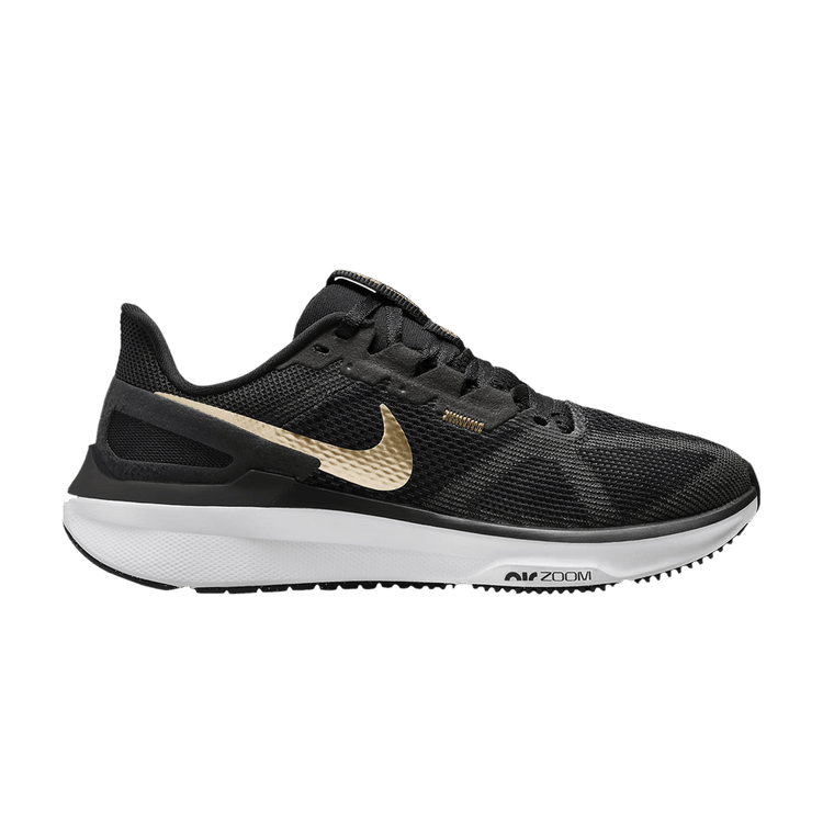 Nike Structure 25 Black White Dark Smoke Grey Metallic Gold (Women's)