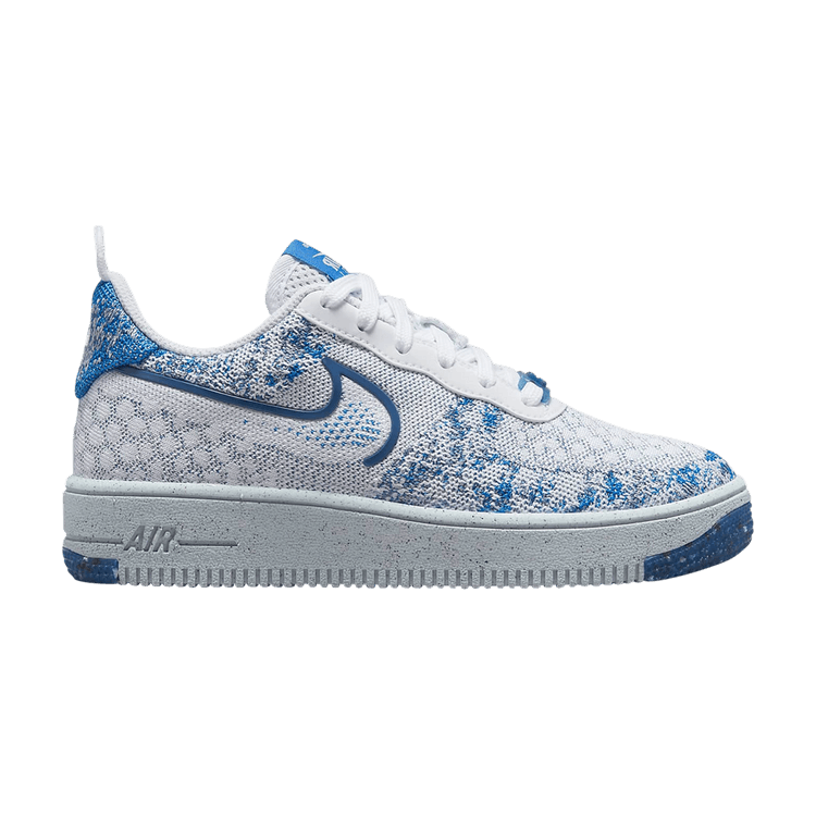 Nike Air Force 1 Low Crater Flyknit White Dark Marina Blue (GS)