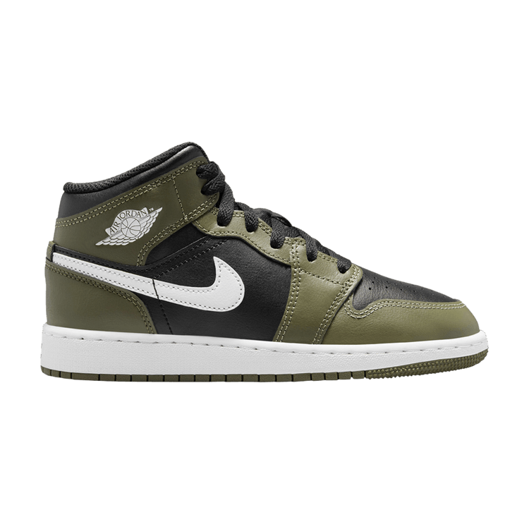 Jordan 1 Mid Black White Olive (GS)