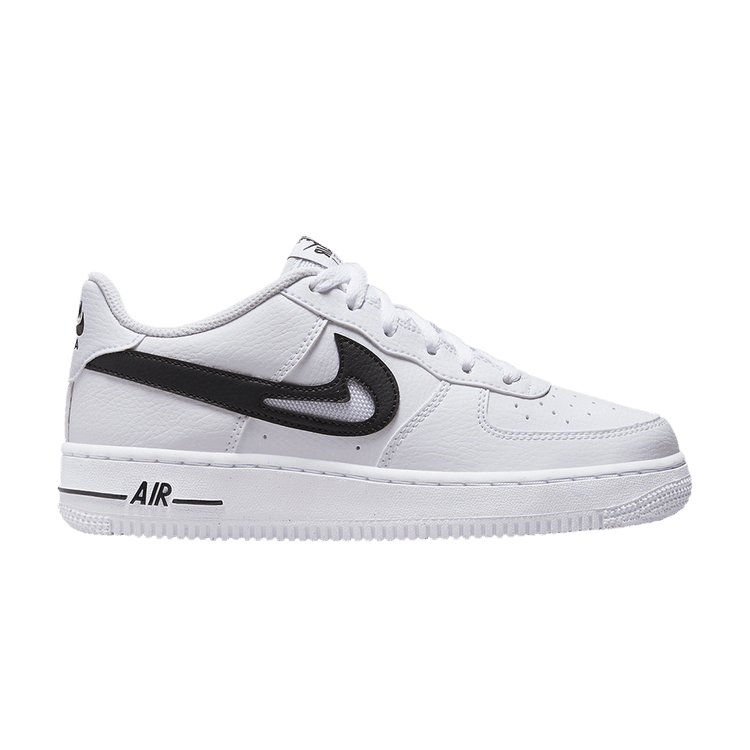 Nike Air Force 1 Low Cut Out Swoosh White Black (GS)