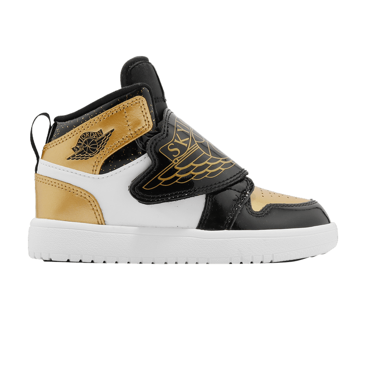 Sky Jordan 1 Mid Black Metallic Gold White (PS)