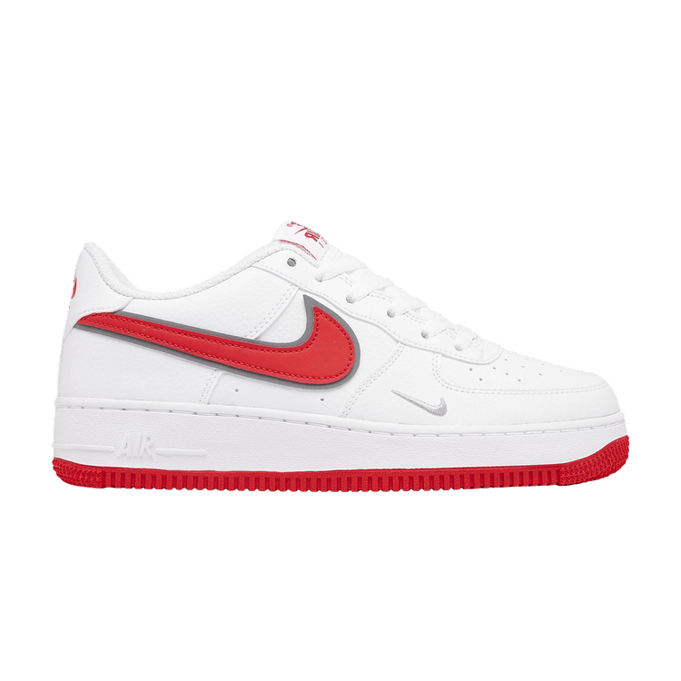 Nike Air Force 1 White Habanero Red Mini Swoosh (GS)