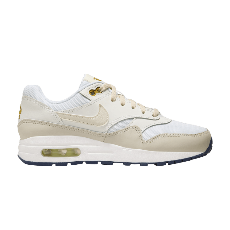 Nike Air Max 1 White Bronzine Barely Volt Light Orewood Brown (GS)